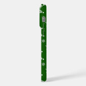 スノーフレーク・パターン、白い雪、雪、緑 iPhoneケース (左側面)