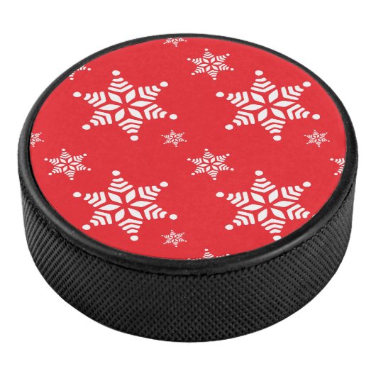 スノーフレーク・パターン、白い雪、雪、赤 アイスホッケーパック (3/4)