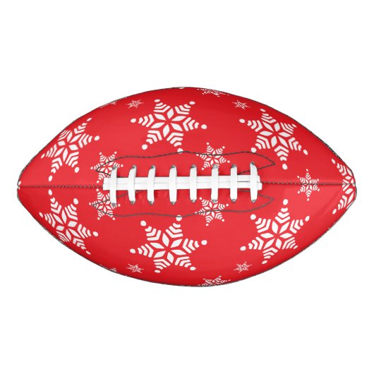 スノーフレーク・パターン、白い雪、雪、赤 アメリカンフットボール (正面)