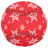 スノーフレーク・パターン、白い雪、雪、赤 ソフトボール (裏面)