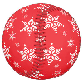 スノーフレーク・パターン、白い雪、雪、赤 ソフトボール