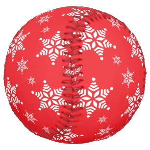 スノーフレーク・パターン、白い雪、雪、赤 ソフトボール