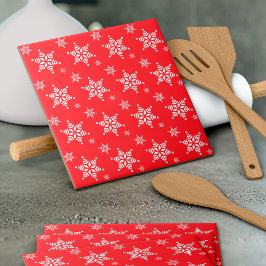 スノーフレーク・パターン、白い雪、雪、赤 タイル