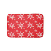 スノーフレーク・パターン、白い雪、雪、赤 バスマット (正面)