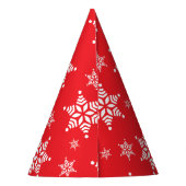 スノーフレーク・パターン、白い雪、雪、赤 パーティーハット (裏面)