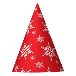 スノーフレーク・パターン、白い雪、雪、赤 パーティーハット