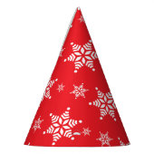 スノーフレーク・パターン、白い雪、雪、赤 パーティーハット (左)