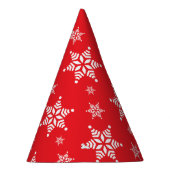 スノーフレーク・パターン、白い雪、雪、赤 パーティーハット (右)