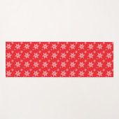 スノーフレーク・パターン、白い雪、雪、赤 ヨガマット (正面(横))