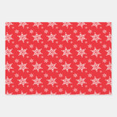 スノーフレーク・パターン、白い雪、雪、赤 ラッピングペーパーシート (正面)