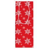 スノーフレーク・パターン、白い雪、雪、赤 ワインギフトバッグ (裏面)