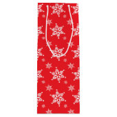 スノーフレーク・パターン、白い雪、雪、赤 ワインギフトバッグ (正面)