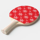 スノーフレーク・パターン、白い雪、雪、赤 卓球ラケット (正面アングル)