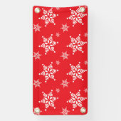 スノーフレーク・パターン、白い雪、雪、赤 横断幕 (縦)
