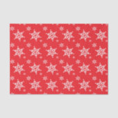 スノーフレーク・パターン、白い雪、雪、赤 薄葉紙 (正面)