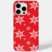 スノーフレーク・パターン、白い雪、雪、赤 Case-Mate iPhoneケース (裏面)