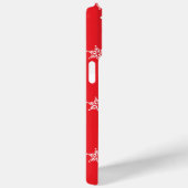 スノーフレーク・パターン、白い雪、雪、赤 Case-Mate iPhoneケース (裏面 / 右)