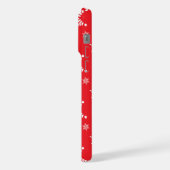 スノーフレーク・パターン、白い雪、雪、赤 iPhoneケース (左側面)