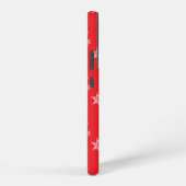 スノーフレーク・パターン、白い雪、雪、赤 SAMSUNG GALAXYケース (右側面)