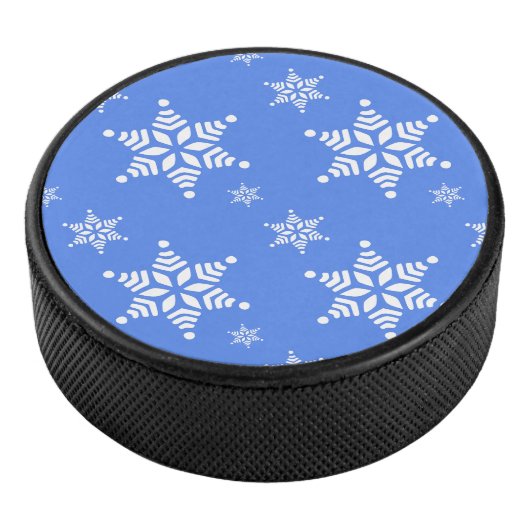 スノーフレーク・パターン、白い雪、雪、青 アイスホッケーパック (3/4)