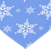 スノーフレーク・パターン、白い雪、雪、青 ショートテーブルランナー (コーナー)