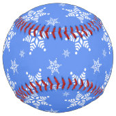 スノーフレーク・パターン、白い雪、雪、青 ソフトボール (裏面)