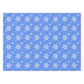 スノーフレーク・パターン、白い雪、雪、青 テーブルクロス (正面(横))