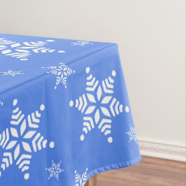 スノーフレーク・パターン、白い雪、雪、青 テーブルクロス