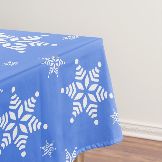 スノーフレーク・パターン、白い雪、雪、青 テーブルクロス (インサイチュ)