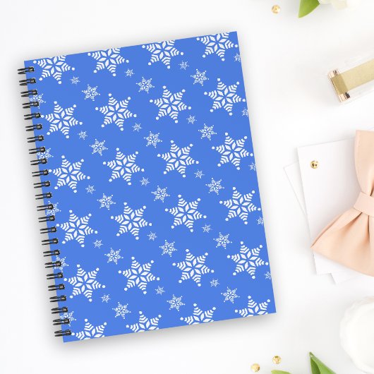 スノーフレーク・パターン、白い雪、雪、青 ノートブック