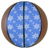 スノーフレーク・パターン、白い雪、雪、青 バスケットボール (縦)