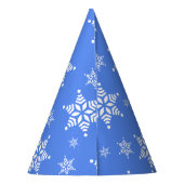 スノーフレーク・パターン、白い雪、雪、青 パーティーハット (裏面)