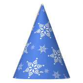 スノーフレーク・パターン、白い雪、雪、青 パーティーハット (左)