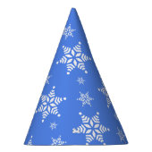 スノーフレーク・パターン、白い雪、雪、青 パーティーハット (右)