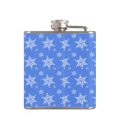 スノーフレーク・パターン、白い雪、雪、青 フラスク (裏面)