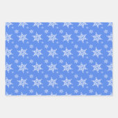 スノーフレーク・パターン、白い雪、雪、青 ラッピングペーパーシート (正面3)