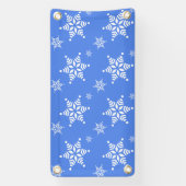 スノーフレーク・パターン、白い雪、雪、青 横断幕 (縦)