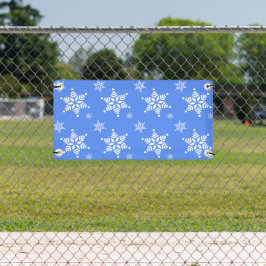 スノーフレーク・パターン、白い雪、雪、青 横断幕