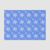 スノーフレーク・パターン、白い雪、雪、青 薄葉紙 (正面)