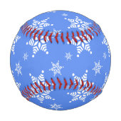 スノーフレーク・パターン、白い雪、雪、青 野球ボール (裏面)