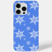 スノーフレーク・パターン、白い雪、雪、青 Case-Mate iPhoneケース (裏面)