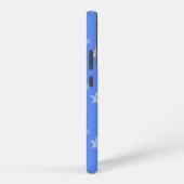 スノーフレーク・パターン、白い雪、雪、青 SAMSUNG GALAXYケース (右側面)