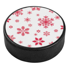 スノーフレーク・パターン、赤い雪、雪、白 アイスホッケーパック