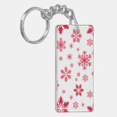 スノーフレーク・パターン、赤い雪、雪、白 キーホルダー (正面左)