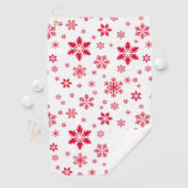 スノーフレーク・パターン、赤い雪、雪、白 ゴルフタオル (インサイチュ)