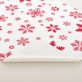 スノーフレーク・パターン、赤い雪、雪、白 シェルパブランケット (3/4)