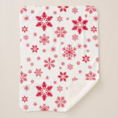 スノーフレーク・パターン、赤い雪、雪、白 シェルパブランケット (正面)