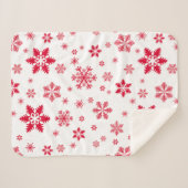 スノーフレーク・パターン、赤い雪、雪、白 シェルパブランケット (正面(横))