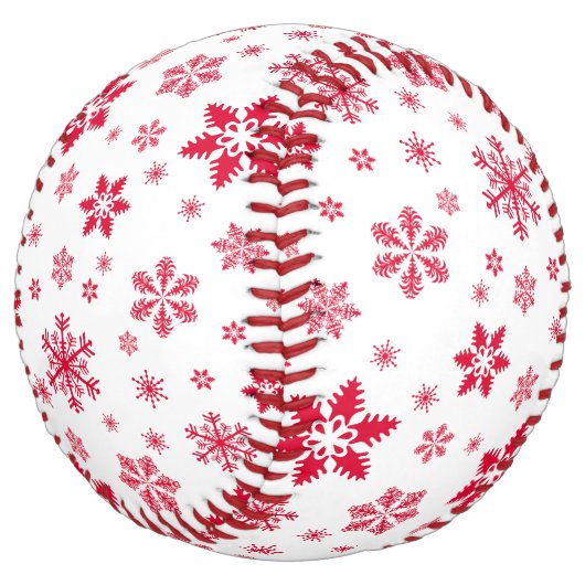 スノーフレーク・パターン、赤い雪、雪、白 ソフトボール (アングル)