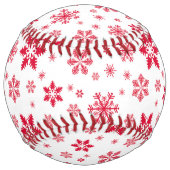 スノーフレーク・パターン、赤い雪、雪、白 ソフトボール (正面)